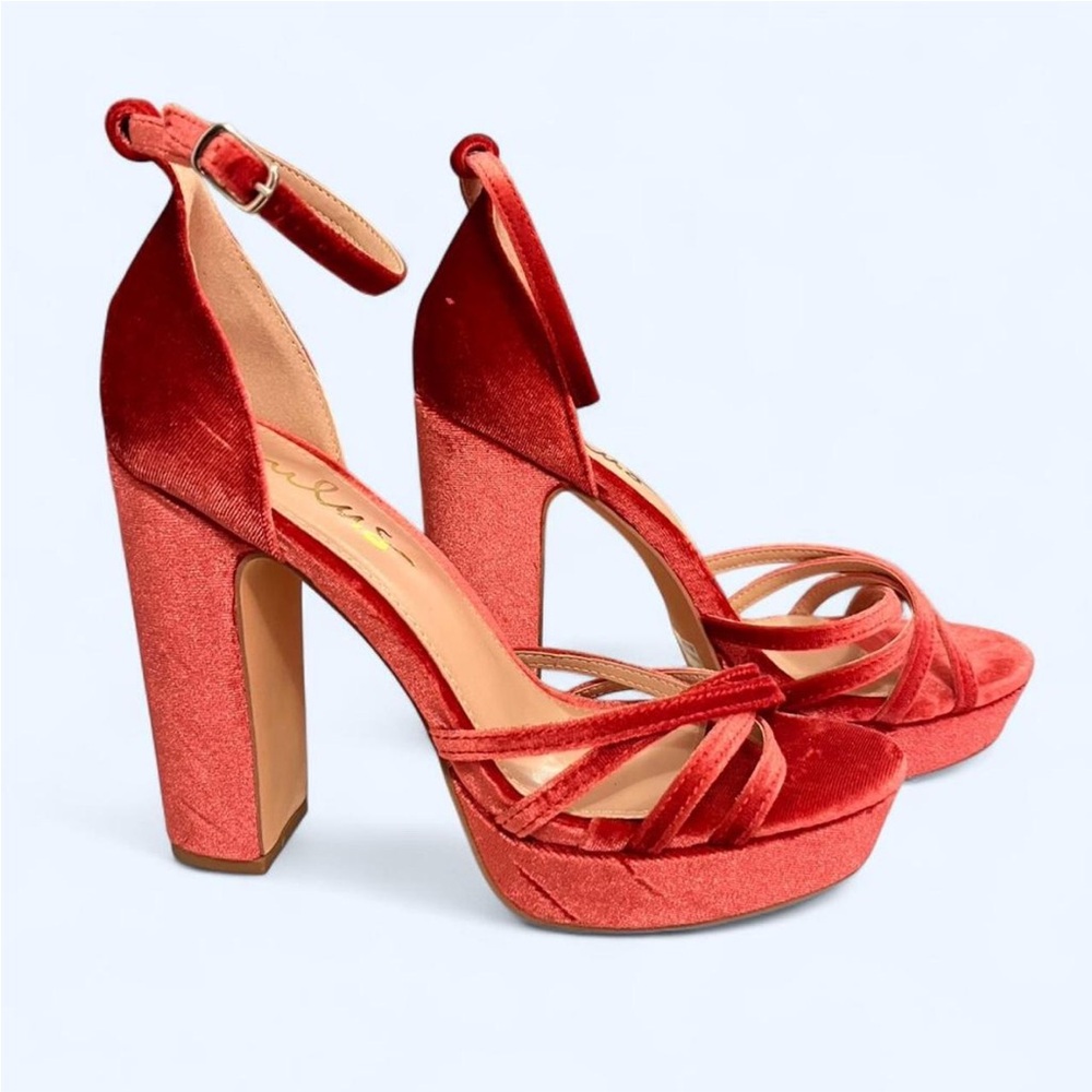 Lulu's Striking Red Velvet Heels